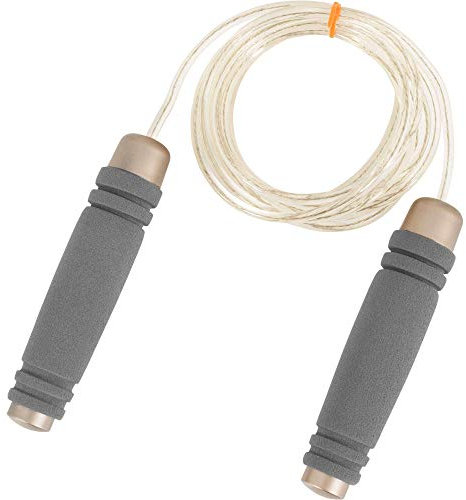 GORILLA SPORTS® Springseil - 3 Meter, mit Anti-Rutsch Schaumstoffgriffen, Grau-Gold - Speed Rope, Jump Rope, Hüpfseil, für Erwachsene und Kinder, Fitness, Boxen, Cardio Training, Freizeit, Gym