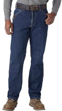 Wrangler Riggs Workwear Mens Five Pocket Jeans, Mid Stone, 40W x 30L US