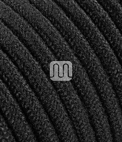 Elektrische Kabel in farbigem Stoff beschichtet. Made in Italy! 50 Meter 2x0, 75 Farbe: Rohe Schwarz