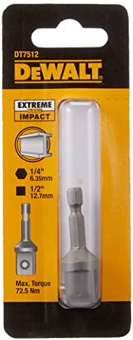 Dewalt Extreme Impact Schlagschrauber-Adapter DT7512 (1/2 Zoll Werkzeugaufnahme für 1/4 Zoll Schlagschrauber, für den Einsatz in Schlagbohrschraubern, Bohrmaschinen und Schraubern), 45 x 35 x 15 cm