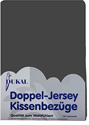 Dukal | Kissenbezug 70 x 90 cm | aus hochwertigem DOPPEL-Jersey | 100% Baumwolle | Farbe: anthrazit
