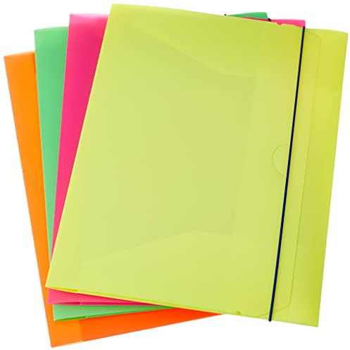 Fellowes 1028101 Cartella Progetto Shocking File, Confezione da 4 Pezzi, Colori Fluorescenti Assortiti