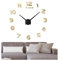 FAS1 Moderne DIY Große Wanduhr Big Armbanduhr Aufkleber 3D Aufkleber Spiegel Effekt Acryl Wanduhr Home Office Abnehmbarer Dekoration (Akku Nicht Enthalten) Gold