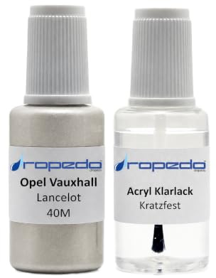 Lackstift Set für Opel 40M Champagner Silber 20ml + Klarlack 20ml | Wasserbasislack wie vom Lackierer, nach Original-Farbcode gemischt, Pinsel im Deckel, für Steinschlag und Kratzer