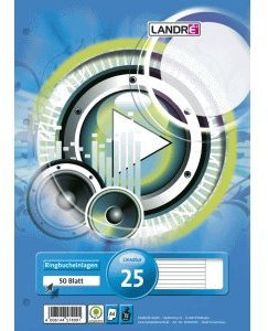 10 x Landre Ringbucheinlagen A4 50 Blatt 70 g/qm 4-Fach gelocht Lineatur 25