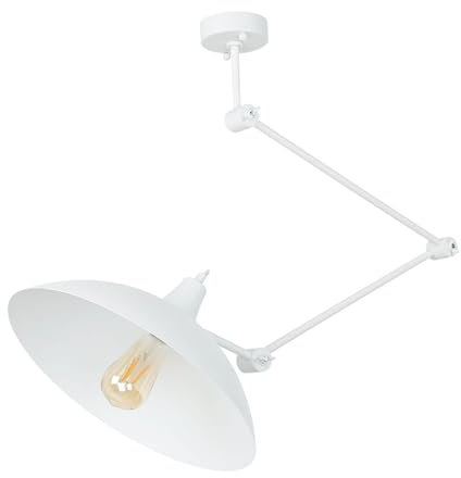 Licht-Erlebnisse Deckenlampe Metall Weiß Büro Arbeitsplatz L:50 cm E27 max. 60 W flexibel höhenverstellbare Retro Deckenleuchte Küche Innen MELOS