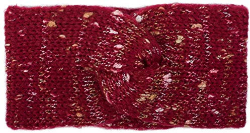 styleBREAKER Damen Strick Stirnband mit Twist Knoten, gesprenkelt, Winter Haarband, Headband gestrickt 04026026, Farbe:Bordeaux-Rot