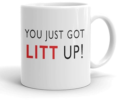 GrassVillage “You Just Got Litt Up” Ceramic Mug, Cup, White, 11oz, Xmas Christmas Office Gift