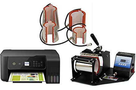 Pressa a Caldo Sublimatica Termopressa per Tazze e Bottiglie Borracce con 5 Morsetti Diversi & Stampante per Sublimazione (9101)