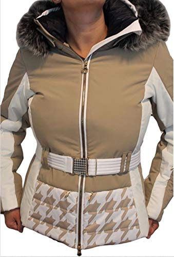 Sportalm Kitzbühel Damen Winter Ski Jacke Acuto mit Echtfell Beige Weiß Crockery (42)