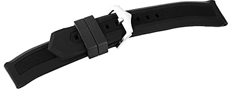 Excellanc-Uhrenarmband Ersatz aus Kautschuk mit Edelstahl Dornschließe Breite 12-28 mm (Stegbreite: 26 mm, schwarz)