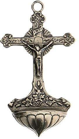 Holyart Weihwasserkessel aus Silber 800 mit Kreuz
