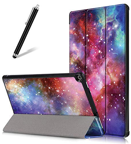 Artfeel Case for Amazon Fire HD 10 2019/2017,Slim Lightweight Leather Smart Shell Tri-Fold Stand Cover with Auto Wake/Sleep,Flip Folio Magnetic Tablet Protective Case,Milky Way