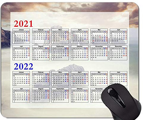 YENDOSTEEN Buntes Jahr 2021-2022 Kalender-Maus-Pad, Seestück mit Felsen in Ozean-Mauspads