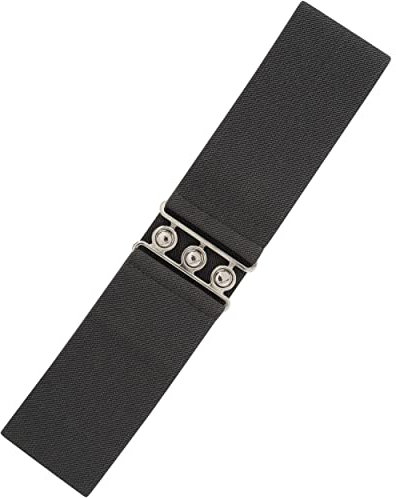 Ro Rox Retro Vintage-Stil Elastischer Weiter Gurt Gürtel - DE 34-54 (Kohlengrau, M)