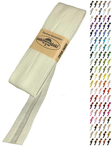 Sandras-Bastelladen Schrägband/Einfassband Baumwolle Uni gefalzt 5m x 20mm 869-Leinen