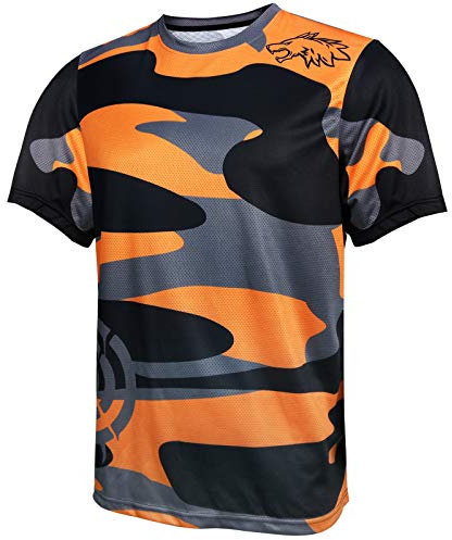Wisdom Leaves Herren Mountainbike-Trikot, kurzärmelig, feuchtigkeitsableitend und schnelltrocknend, Farbe 4: Orange, L