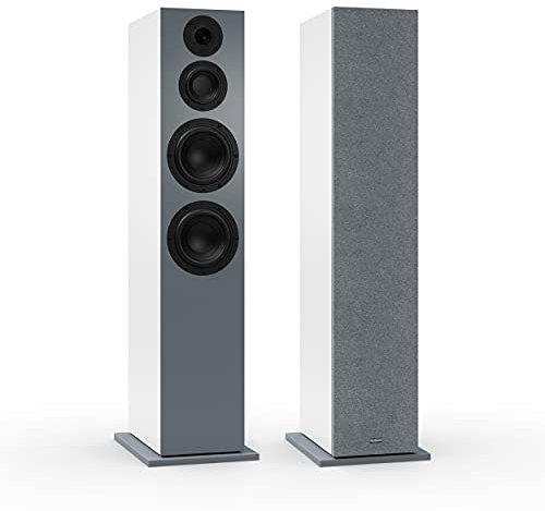Nubert nuBoxx B-70 | Weiße Standlautsprecher mit Grauer Front | 2 Stück Passivboxen | für Stereo & Musikgenuss | Standboxen neben Lowboard | Boxen mit 3 Wege Technik | für TV