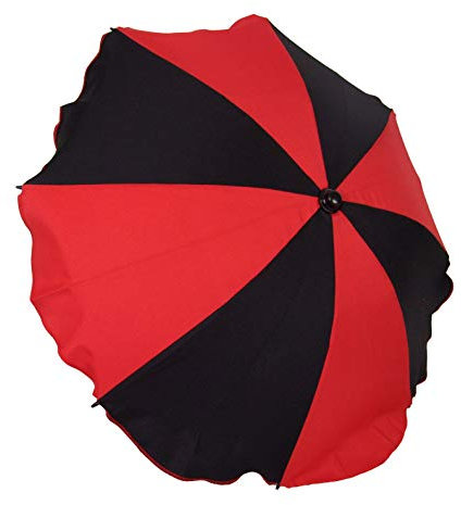 BAMBINIWELT Sonnenschirm Sonnenschutz für Kinderwagen Buggy Jogger universal UV50+ HALB (rot-schwarz)