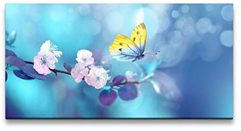 Paul Sinus Leinwandbild 120x60cm Baumblüte Kirschblüte Frühling Schmetterling Natur