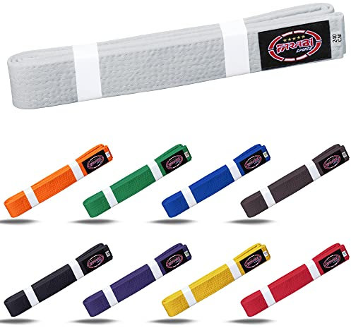 Farabi Sports Cinturón de Karate Múltiples Colores Cinturones de Karate Judo Karate BJJ Artes Marciales Cinturones de Taekwondo (240-cm, White)