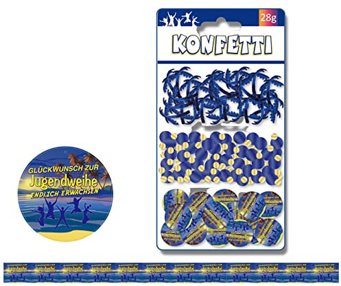 Jugendweihe Konfetti Streudeko 500 Teile dreiteilig 28gr I Glückwunsch zur Jugendweihe Endlich Erwachsen Tischdekoration Jugendfeier blau gold gelb mehrfarbig von Feste Feiern