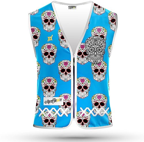 REEFLEXX Warnweste Damen Sicherheitsweste, erhöhte Sichtbarkeit im Straßenverkehr, Joggen, Fahrrad oder Auto, Blue Catrina, Größe XL