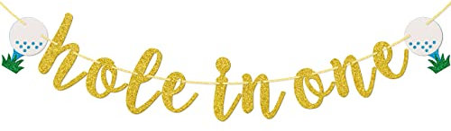 Hole in One Banner, Golf First Birthday Banner, Golf Party Dekorationen, Gold Glitter