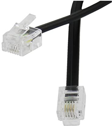 Reulin 1.5M Flat Landline Telephone Broadband Cable Cord, Wifi Modem Router Wire to RJ11 Phone Socket or Microfilter, ADSL 2+ Filter/Fibre Optic 6/4 High-Speed Internet Lead (1.5 Metres, Black)
