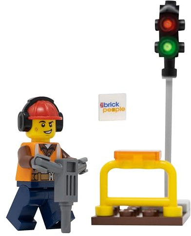 LEGO Ville : ouvrier du bâtiment avec marteau piqueur et feu de signalisation