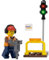 LEGO Ville : ouvrier du bâtiment avec marteau piqueur et feu de signalisation