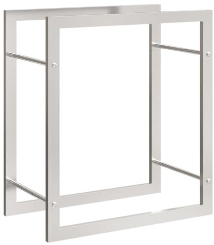 vidaXL Brennholzregal, Kaminholzregal mit viel Stauraum, Kaminholzständer Feuerfest Korrosionsbeständig, Kaminholzhalter Stapelhilfe Feuerholzregal, 50x28x56cm Edelstahl