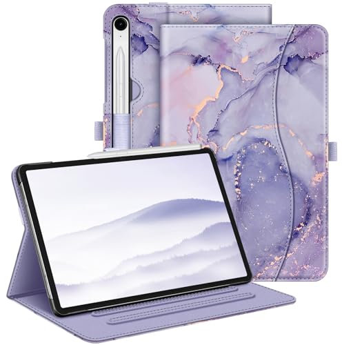 FINTIE Custodia per Samsung Galaxy Tab S10 FE 10.9 Pollici 2025/S9 FE 10.9 2023/S9 11 2023 - Multi-angli Protettiva Case con Tasca Auto Sveglia/Sonno, Lilla Marble