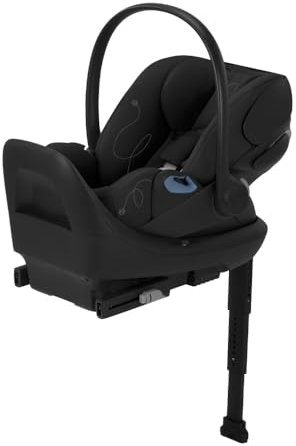Cybex Cloud G Lux Comfort Extend Babyschale mit Anti-Rückprall-Basis, Ladebein, linearer Seitenaufprallschutz, Verriegelungsmontage, ergonomische Vollneigung, verlängerte Beinstütze, Mondschwarz