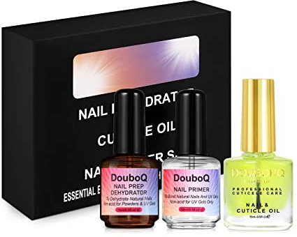 Nail Dehydrator and Nail Primer with Cuticle Oil Set, Natural Nail Prep Dehydrate and Acid-Free Primer for Gel Nail Polish, Air Dry Superior Bonding Primer for Acrylic Powder