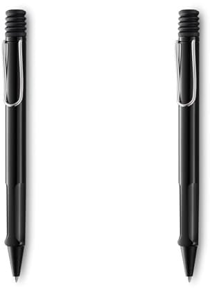 Lamy safari moderner Kugelschreiber 219 aus robustem Kunststoff in schwarz mit ergonomischem Griff und selbstfederndem Metallclip, inkl. Großraummine M 16 M schwarz (Packung mit 2)