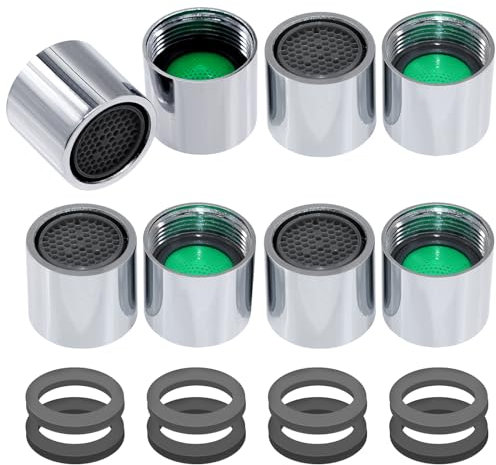 RUNYU® 8 Stück Strahlregler M18 Perlatoren für Wasserhähne Innengewinde Perlator Wassersparend Luftsprudler mit 8 Dichtung, Küche und Badezimmerarmaturen