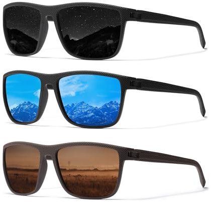 Ninesun Klassische quadratische Sonnenbrille für Damen und Herren, leichte polarisierte Autofahrer-Sonnenbrille mit UV-Schutz (Schwarz/Blau/Braun)