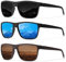 Ninesun Klassische quadratische Sonnenbrille für Damen und Herren, leichte polarisierte Autofahrer-Sonnenbrille mit UV-Schutz (Schwarz/Blau/Braun)