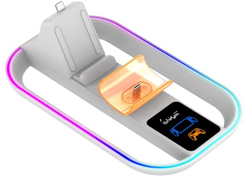 Charging Dock Compatible for PlayStation Portal, Docking Station Base for Gaming Machine Console Fast Charging Hub Game Controller Charger Support Stand with Colorful RGB lights