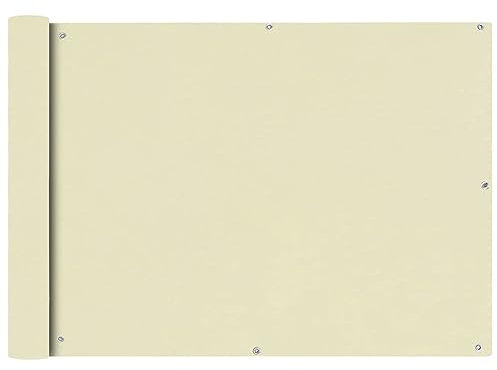ARKEM Balkonsichtschutz Oxfordgewebe 75x600 cm Creme Balkon Sichtschutz Bespannung Terrasse Windschutz Sonnenschutz Balkonbespannung Balkonverkleidung
