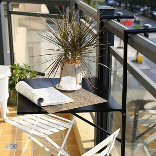 Yidlkecqey Klapptisch Wand,wandklapptisch,stehtisch klappbar,wandtisch,balkonhängetisch klappbar,balkontisch zum einhängen,Balkon klapptisch zum einhängen(60 * 40 cm/23.6 * 15.7 in) (Color : Black)
