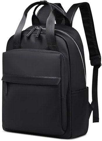 DEEVORCA Moda Simple 14 Pulgadas Computadora Portátil Mochila Mujer Multifuncional Bolso De Hombro Anti-Robo Casual Viajar Trabajar Fiesta Nylon Impermeable Elegante Mochilas Negro