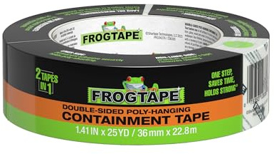 Frog Tape Double-Sided Masking Tape for Painting, Sticks to Plastic Dust Sheets, Drop Cloth, Drape for Containment and Surface Protection Whilst Decorating, Two Tapes in One 36mm x 22.8m