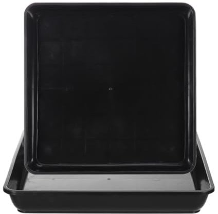 PATIKIL Plant Saucer Tray, 2 Pack 14 Inch Square Plant Saucer Heavy Planter Pot Saucers Large Deep Flower Planter Drip Tray for Indoor Outdoor Plants, Black