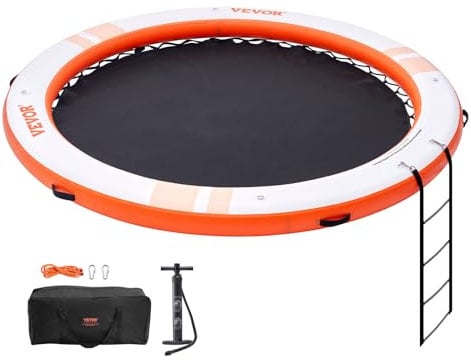 VEVOR Pontile Galleggiante Gonfiabile, Piattaforma per Pontile Gonfiabile ø3.04m Piscina in Rete ø2.43m, Tappetino per Acqua con Piattaforma Antiscivolo con Borsa Portatile