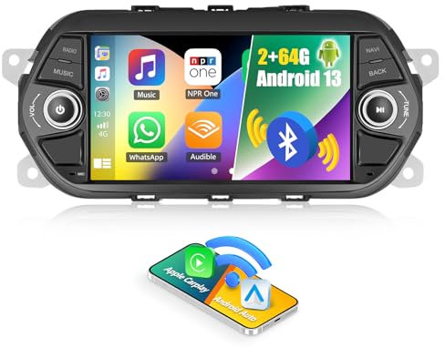 CAMECHO 2+64G 7” Autoradio per Fiat Tipo Egea 2015-2017, Android 13 Wireless Carplay Android Auto Radio Bluetooth con GPS WIFI Mirror Link FM/RDS EQ Sound con HD Touchscreen 2USB +Canbus