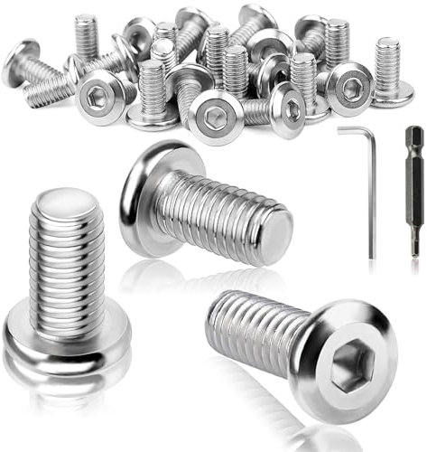 TXXATX 25 Stück M5 Schrauben Flachkopfschrauben M5x12mm Edelstahl Linsenkopfschrauben Innensechskant Vollgewinde mit Schraubenschlüssel Schraubendreher Bit Maschinenschrauben für Montage Wartung