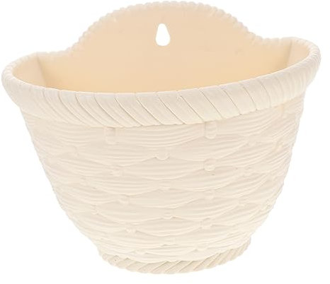 ORFOFE Jardinière Murale Suspendue Tressée en Résine Beige Clair, Pot De Fleurs Mural Petit Format 30,5 Cm pour Balcon Et Jardin Extérieur, Pot De Fleurs Suspendu Solide Et Facile à Fixer