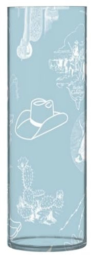 Vintage Blue Cattle Cowboy Kunststoff-Blumenvase für Heimdekoration, 30 x 9 cm, kleine Vasen, transparente Vase für Wohnzimmer, Esszimmer, Eingangsbereich, Bibliotheksdekoration